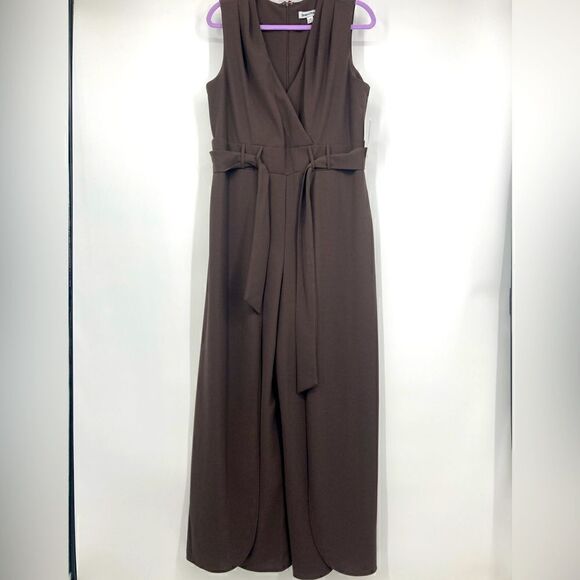NWT Shelby&Palmer Split Flare Leg Jumpsuit Hot Fudge Color Size 16 - Picture 2 of 9